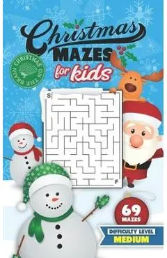 Christmas Mazes for Kids 69 Mazes Difficulty Level Medium: Fun Maze Puzzle Activity Game Books for Children - Holiday Stocking Stuffer Gift Idea - Sno