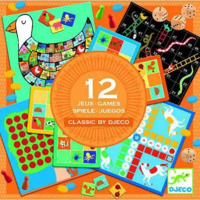 Set 12 jocuri clasice pentru copii, +4 ani, Djeco DJ05218