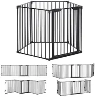 PawHut Poartă pentru Câini de Talie Mică și Medie, Țarc Pliabil cu Structură Modulară cu 5 Panouri, 300x3x74.5 cm, Negru | Aosom Romania