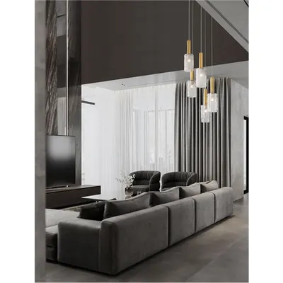 Lampa suspendata CERTA Alama aurie & Negru Metal Clear Structured Sticla LED E27 5x12W 230V Fara bec IP20