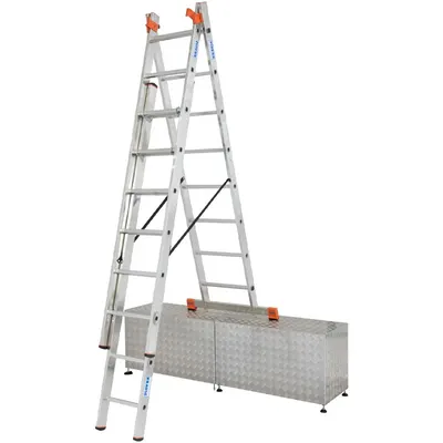 Scara multifunctionala cu functie de egalizare din aluminiu Monto Tribilo, 3x8 trepte