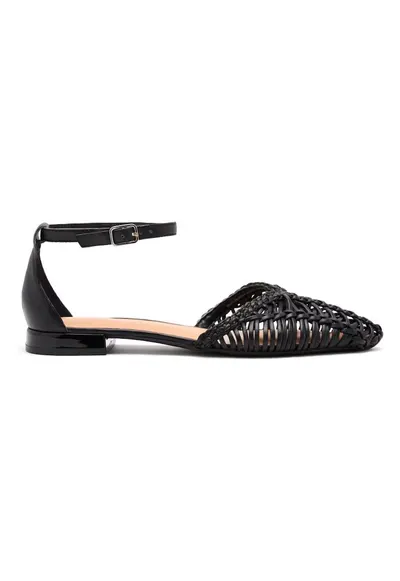 Sandale de piele cu perforatii - Negru