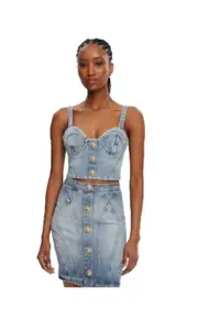 Top dama DF1AA345DE53 - Bumbac/Elastan - Albastru