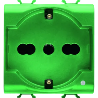 Italian/german Standard Priza 250v Ac - For Dedicated Lines - 2p+e 16a Dual Amperage - P30-P17 - 2 Modules - Green - Chorus