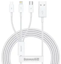 Cablu Baseus - Superior, USB-A/Lightning/Micro USB/USB-C, 1.5 m, alb