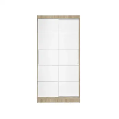 Dulap KOSS 03, cu usi glisante, corp sonoma + usi alb, 100x60x200 cm