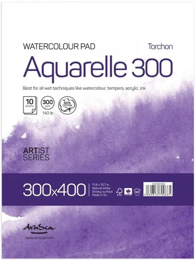Caiet de schițe Drasca - Aquarelle Torchon 300, 30 x 40 cm, 10 coli