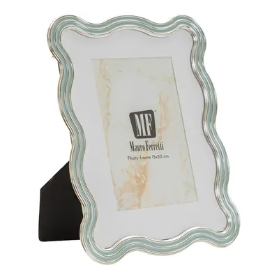 Ramă foto albastru-deschis/argintie cu picior de susținere din metal/din sticlă 17,5x22,5 cm Elizabeth – Mauro Ferretti