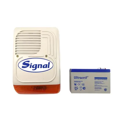 Kit sirena de exterior cu acumulator 12V 7Ah Paradox PS 128 + AC 7AH, 128 dB, tamper