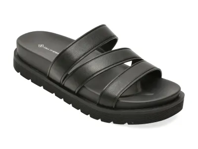 Papuci CALL IT SPRING negre, MARRAKECHH 001, din piele ecologica