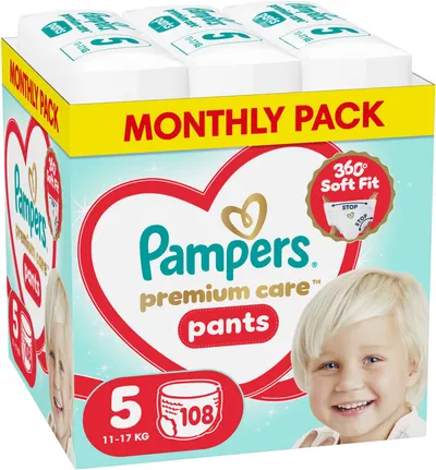 Scutece - chiloțel Pampers Premium Care - Mărimea 5, 11-17 kg, 108 buc