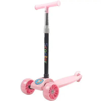 Trotineta copii Action One, Balance Big Wheels, Cu roti luminoase si late, Roz
