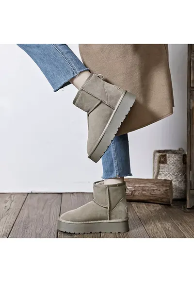 Ghete taupe din piele naturala JB1925 117 13946 - Maro deschis