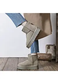 Ghete taupe din piele naturala JB1925 117 13946 - Maro deschis