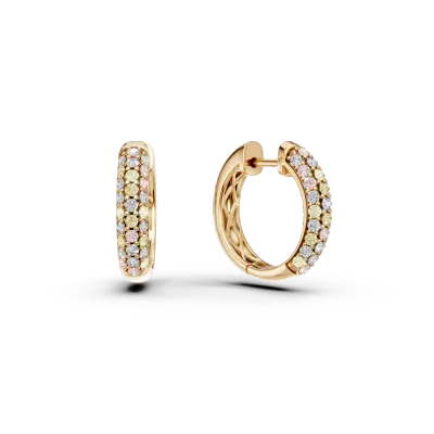 Cercei rotunzi din aur galben cu diamante multicolore de 0.75ct