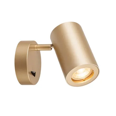 Corp iluminat de perete, aplica, lumini ENOLA B perete GU10, lumina de perete de aur, QPAR51, cu comutator, alama, max. 50W