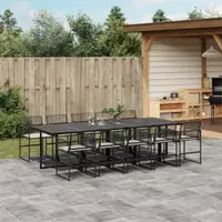 Gossi set mobilier de exterior cu perne, 11 piese, negru, poliratan