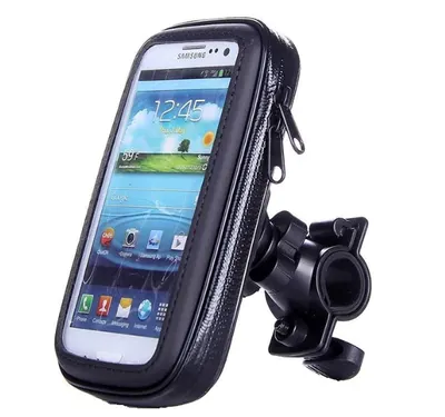 Suport husa telefon pentru bicicleta LX-01 rezistent apa si socuri touchscreen 360* rotativ negru XL