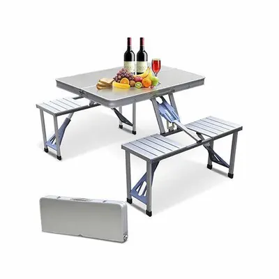 Masa aluminiu pliabila tip geamantan pentru picnic