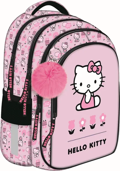Ghiozdan școlar St. Majewski Hello Kitty - Roz, 4 compartimente