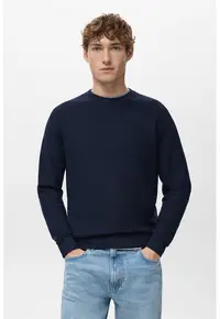 Pulover slim-fit cu model uni - Albastru ultramarin