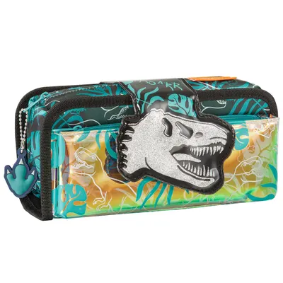 Penar tip etui, 1 fermoar, Fun Time 2 in 1 ,Dino in Jungle, Tiger Family