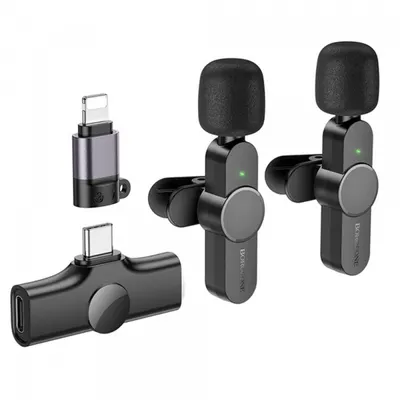 Lavaliera Borofone BFK12 Trophy, USB-C / Lightning, Set 2 bucati, Negru