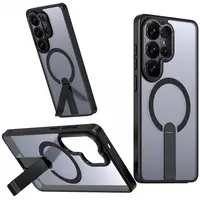 Husa MagSafe pentru Samsung Galaxy S26 S942, Hybrid Armor, X with Stand, Neagra