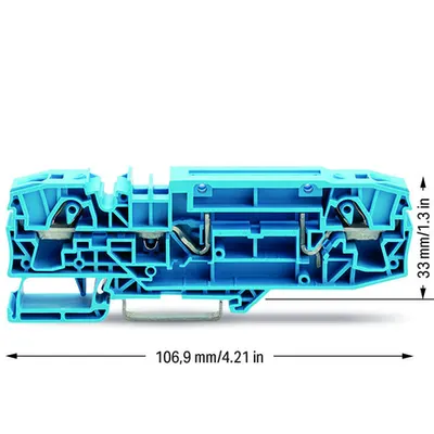 2-conductor carrier terminal block; with test option; for DIN-rail 35 x 15 and 35 x 7.5; 6 mm²; Push-in CAGE CLAMP®; 6,00 mm²; blue