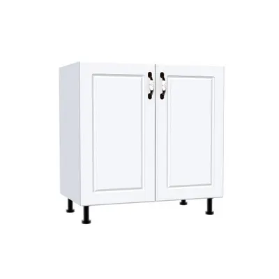 Corp inferior cu 2 usi 80 cm Zebra, Alba/MDF Alb Mat, fara blat 80 x 82 x 50