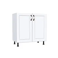 Corp inferior cu 2 usi 80 cm Zebra, Alba/MDF Alb Mat, fara blat 80 x 82 x 50