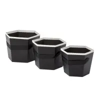 Set 3 cutii hexagon cu mâner - negru