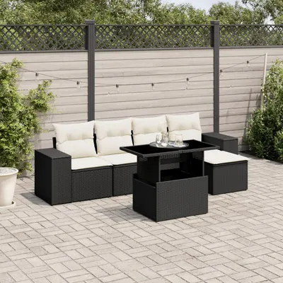Gossi set mobilier de gradina cu perne, 6 piese, negru, poliratan