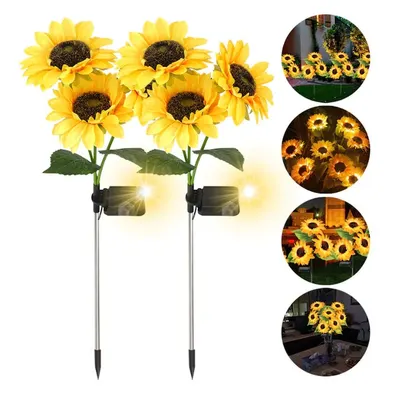 Set 2 x lampa solara 3 flori, 70 cm, Floarea Soarelui