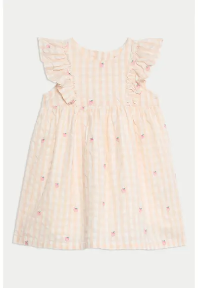 Rochie cu volane Gingham - Piersica