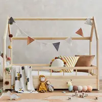 Pat pentru copii casuta Montessori, Little Amy, MonteHouse, Natur, 90 x 200 cm