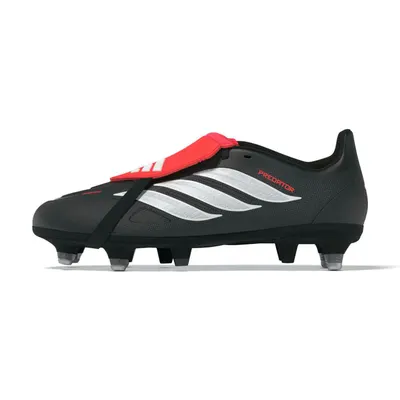 Ghete fotbal junior Adidas Predator League FT SG negre și roșii