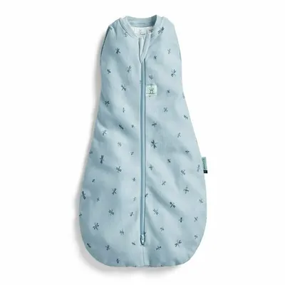 Sistem de infasat si sac de dormit, ErgoPouch, 2 in 1, 6-12 luni, 8-10 kg, TOG 0.2, Bumbac organic, Fermoar bidirectional, Transformabil, Lavabil la masina, Certificat non-toxic, Premiat in Australia, Libelule, Albastru