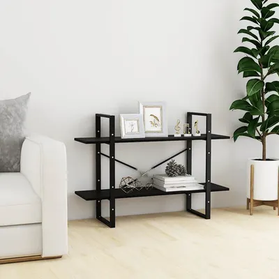 vidaXL Bibliotecă cu 2 rafturi, 100x30x70 cm, negru, lemn masiv de pin