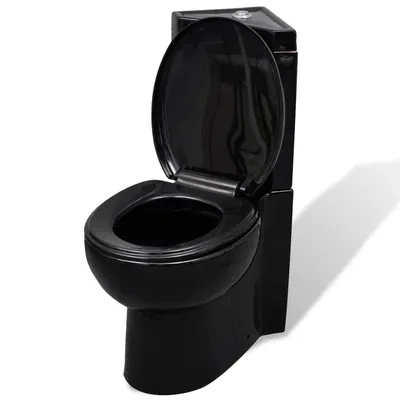Vas toaleta din ceramica, wc baie de colt, negru