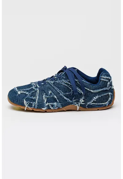 Pantofi sport din denim cu design striat The 72 Spring - Albastru melange