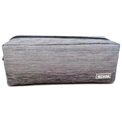 Penar tip etui, 2 fermoare, 21x7x8cm, gri metalizat, 78511, Ecada