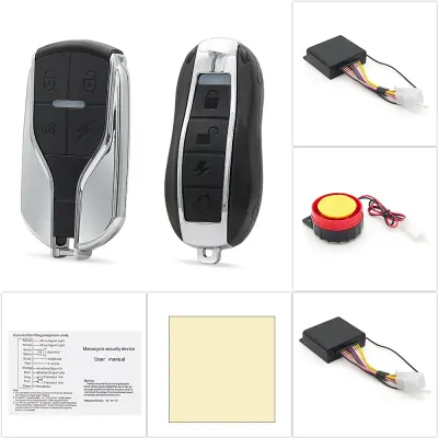 Alarma Antifurt Motocicleta Techstar 12V cu Telecomanda, Sirena 120-125dB, Senzor Vibratii, IP55, USB-C, 315MHz
