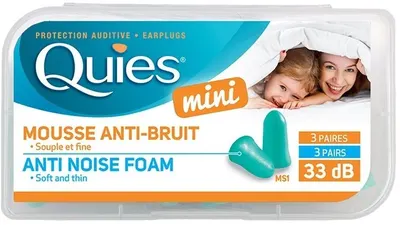 Dopuri de urechi mini din spumă antizgomot, de unică folosință, 33 dB, 3 perechi, Quies