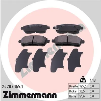 Set placute frana, frana disc ZIMMERMANN 24283.165.1