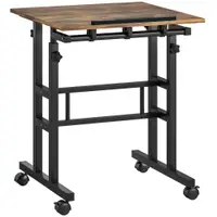 HOMCOM Birou reglabil pe înălțime pentru bucătărie cu raft, roți, birou pentru calculator Maro rustic 60 x 60 x 70,5-120 cm | Aosom Romania