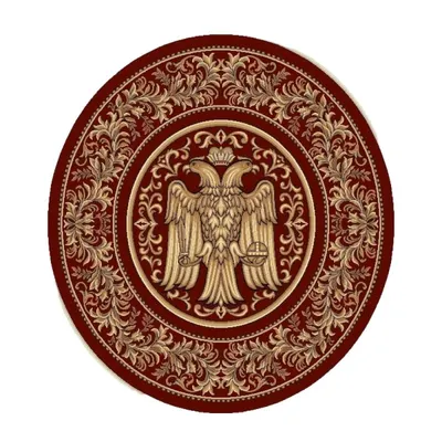 Covor Bisericesc Rotund, 200 cm x 200 cm, Rosu, Model Lotos
