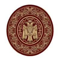 Covor Bisericesc Rotund, 200 cm x 200 cm, Rosu, Model Lotos