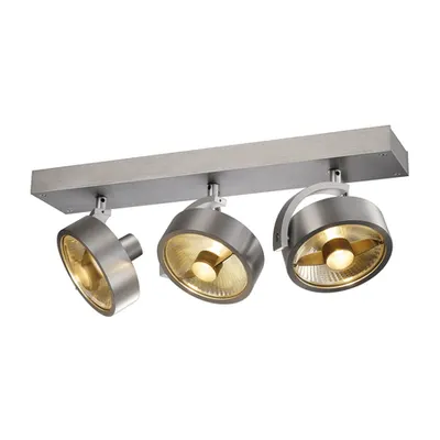 Corp iluminat TAVAN, Kalu de perete Luminita GU10, din aluminiu si perete lumina Plafon, cu trei capete, QPAR111, rotund, aluminiu periat, max. 225 W