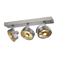 Corp iluminat TAVAN, Kalu de perete Luminita GU10, din aluminiu si perete lumina Plafon, cu trei capete, QPAR111, rotund, aluminiu periat, max. 225 W,